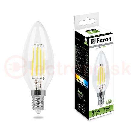 Лампа светодиодная LED 7вт Е14 белый свеча FILAMENT