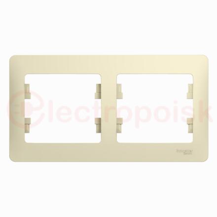 GLOSSA Рамка горизонтальная 2 поста бежевая