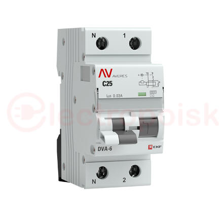 Автомат дифференциальный DVA-6 1P+N 25А (C) 30мА (AC) 6кА AVERES