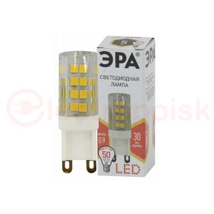 Лампы СВЕТОДИОДНЫЕ СТАНДАРТ LED JCD-5W-CER-827-G9 ЭРА (диод, капсула, 5Вт, тепл, G9)