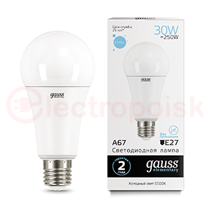 Лампа светодиодная LED 30 Вт 2390 Лм 6500К холодная E27 А67 Elementary Gauss