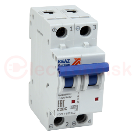 Выключатель автоматический двухполюсный 4А C 6кА DCBM63-2C4-DC-УХЛ3