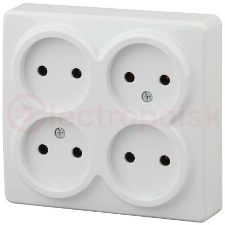 Розетка 4х2P, 16A-250В, ОУ, Эра Эксперт, белый, 11-2210-01