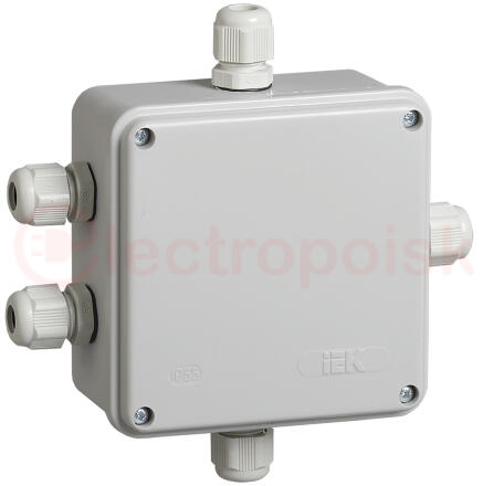 Коробка КМ41330 распаячная для открытой проводки 100х100х50мм IP55 (RAL7035 гермовводы PG9 5 шт)