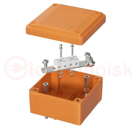 Коробка пластиковая FS с гладкими стенками и клеммниками  IP56 100х100х50мм  4р  450V 6A  4мм.кв