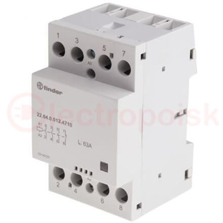 Модульный контактор 63А, 4 NO, катушка 120В AC/DC, Механический индикатор, Контакты AgSnO2