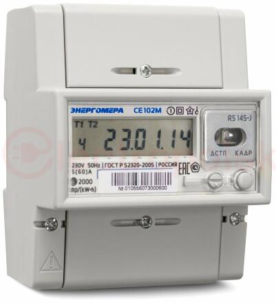 Счетчик электроэнергии CE102M R5 145-A однофазный многотарифный, 5(60), кл.точ. 1.0, D, ЖКИ, RS485 Мск
