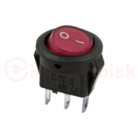Выключатель клавишный круглый 250V 3А (2с) ON-OFF красный  Micro  REXANT