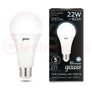 Лампа светодиодная LED 22 Вт 2000 Лм 4100К белая Е27 A70 Black Gauss
