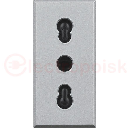 Axolute Розетка 2К+З 10/16А 250В~ с экранированными контактами алюминий