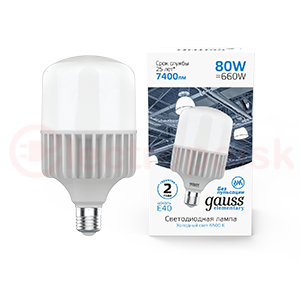 Лампа светодиодная LED 80 Вт 6400 Лм 6500К холодная E40 T140 Elementary Gauss