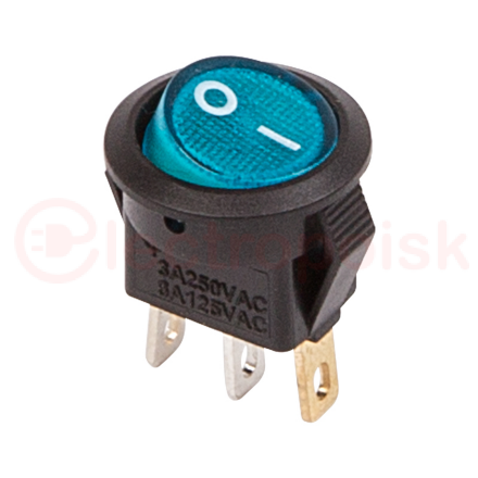 Выключатель клавишный круглый 250V 3А (3с) ON-OFF синий  с подсветкой  Micro  REXANT