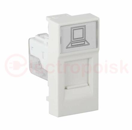 Розетка модульная компьютерная RJ-45 45х22.5мм белая