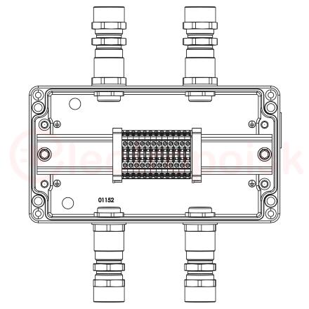 Взрывозащищенная клеммная коробка из алюминия TBE-A-14-(12xCBC.2)-2xKA2MHK(A)-2xKA2MHK(C)1Ex e IIC Т5 Gb / Ex tb IIIC T95°C Db IP66