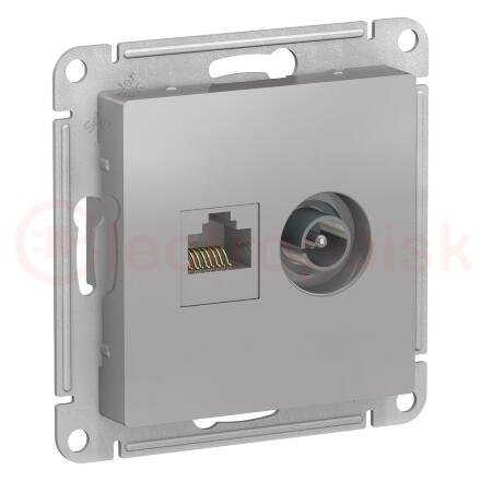 Розетка ATLASDESIGN двойная компьютерная+ТВ RJ45+TV категория 5E механизм алюминий