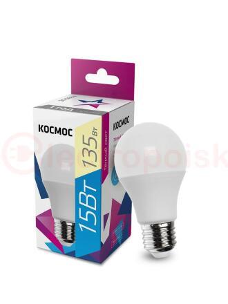 Лампа светодиодная LED 15Вт 220В Е27 D60х108 3000 теплый A60 Космос