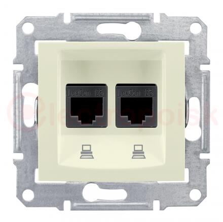 Sedna Розетка компьютерная двойная RJ45 категория 6 в рамку бежевая