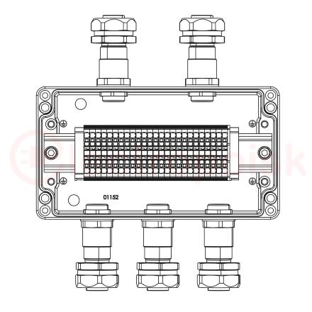 Взрывозащищенная клеммная коробка из алюминия TBE-A-14-(25xHMM.2)-2xKAEPM2MHK-20(A)-3xKAEPM2MHK-20(C)1Ex e IIC Т5 Gb / Ex tb IIIC T95°C Db IP66
