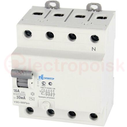 Выключатель дифференциального тока УЗО-100 4P 32A Idn-300mA тип AC