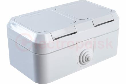 Makel Розетка двойная с крышкой белая в сборе брызгозащищенная IP44