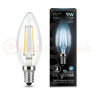 Лампа светодиодная LED 9 Вт 710 Лм 4100К белая Е14 Свеча Filament Gauss