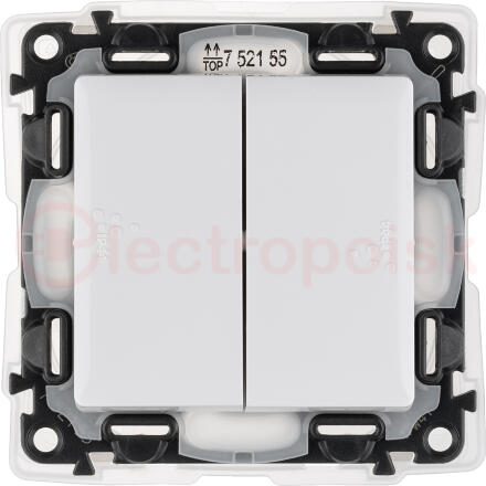 Valena LIFE IP44 Выключатель двухклавишный 10А 250В IP44 с лицевой панелью Безвинтовые зажимы Белый