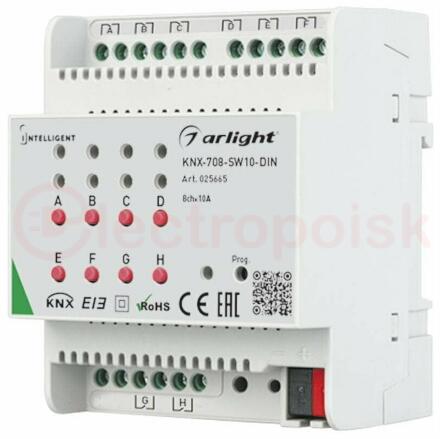Релейный модуль KNX-708-SW10-DIN (BUS, 8x10A) (ARL, -)