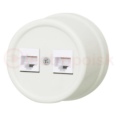 Розетка RJ45 информационная двойная, пластик, цвет Слоновая кость