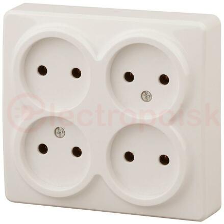 Розетка 4х2P, 16A-250В, ОУ, Эра Эксперт, сл.кость, 11-2210-02