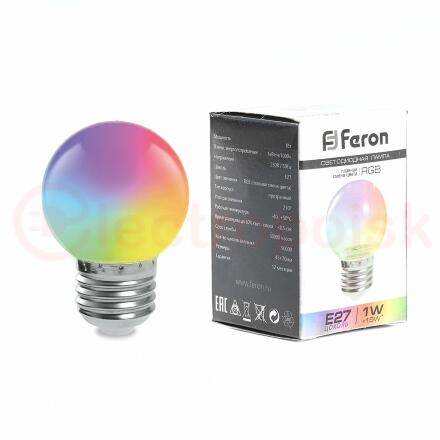 Лампа светодиодная LED 3вт Е27 RGB быстрая смена цвета шар G60