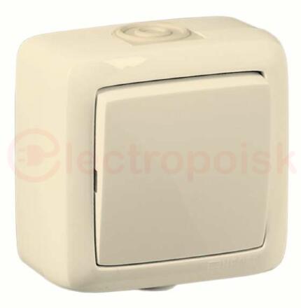 Выключатель одноклавишный наружный слоновая кость IP44 10А