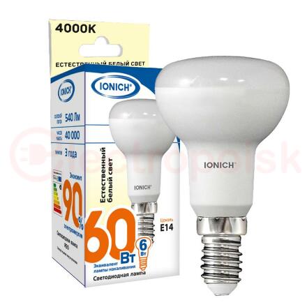 Лампа светодиодная LED 6w 4000К, E14, 540Лм IONICH