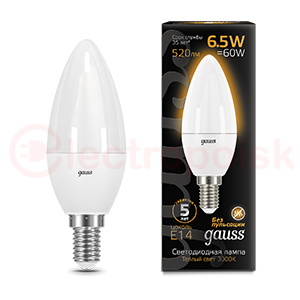 Лампа светодиодная LED 6.5 Вт 520 Лм 3000К теплая Е14 Свеча Black Gauss
