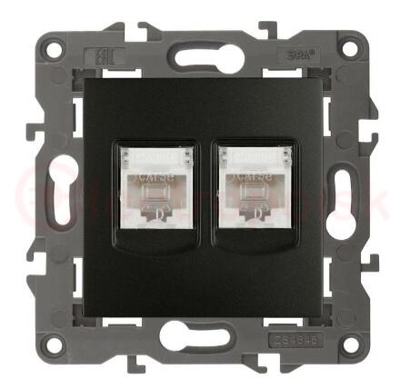 Розетка 2хRJ45, Эра Elegance, антрацит, 14-3108-05