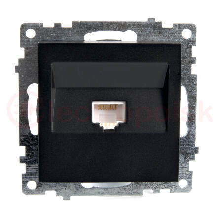 Розетка компьютерная 1-местная RJ-45, серия Катрин, черный, Stekker