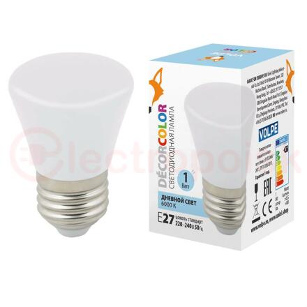 Лампа декоративная светодиодная LED-D45-1W/6000K/E27/FR/С BELL Форма Колокольчик матовая Дневной свет (6000K) Картон ТМ Volpe