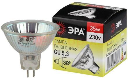 Лампа галогенная GU5.3-JCDR (MR16) -35W-230V-CL ЭРА (галоген, софит, 35Вт, нейтр, GU5.3)