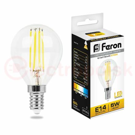 Лампа светодиодная LED 5вт Е14 теплый шар FILAMENT