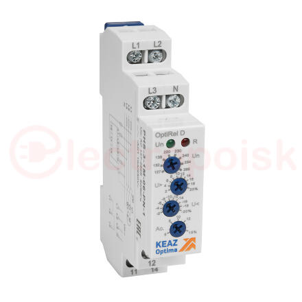 Реле контроля фаз OptiRel D PHS-3-1M-06-PP-2 повышенного/пониженного настр асимметрии 3Ф 2СО