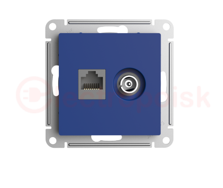 ATLASDESIGN РОЗЕТКА двойная ТВ + компьютерная RJ45, кат. 5Е, АКВАМАРИН