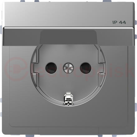 Розетка D-Life 16А с заземляющим контактом и      крышкой IP 44 сталь нержавеющая SD