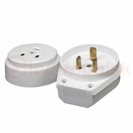Разъем РШ-ВШ 32А 250В 2P+PE(ОУ) пластиковый белый Simple