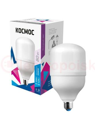 Лампа светодиодная LED 80Вт 220В E27 D140х252 6500К дневной 3650 лм Космос (в комплекте переходник на 40 цоколь)