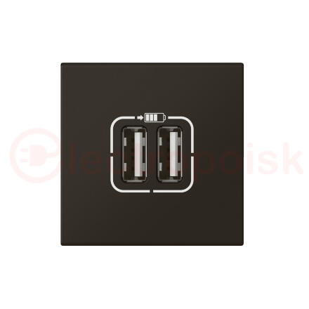 Розетка USB А+А для зарядки двойная Mosaic 2 модуля - матовая черная