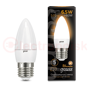 Лампа светодиодная LED 6.5 Вт 520 Лм 3000К теплая Е27 Свеча Black Gauss