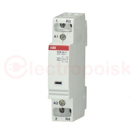 Контактор ESB20-11N-01 модульный (20А АС-1, 1НО+1НЗ), катушка 24В AC/DC