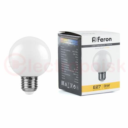 Лампа светодиодная LED 3вт Е27 2700K шар G60
