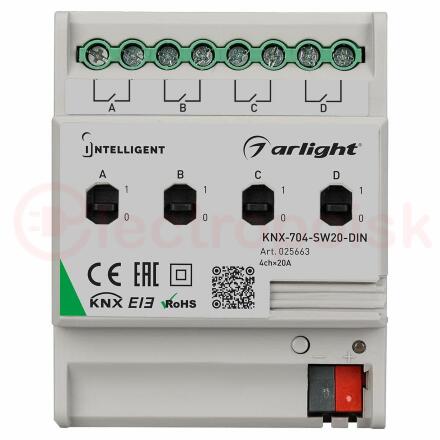 Релейный модуль KNX-704-SW20-DIN (BUS, 4x20A) (ARL, -)