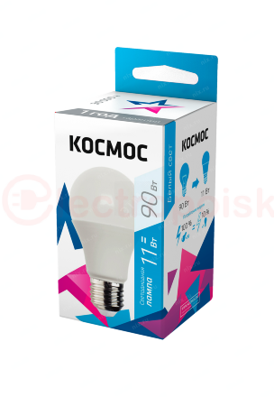 Лампа светодиодная LED 11Вт 220В Е27 D60х108 4500 белый 900Лм А60 Космос