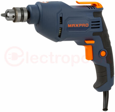 MAX-PRO Дрель Электрическая 450Вт, 0-2700об/мин, ключевой патрон 0,8-10мм, 1,2 кг, коричневые резиновые вставки